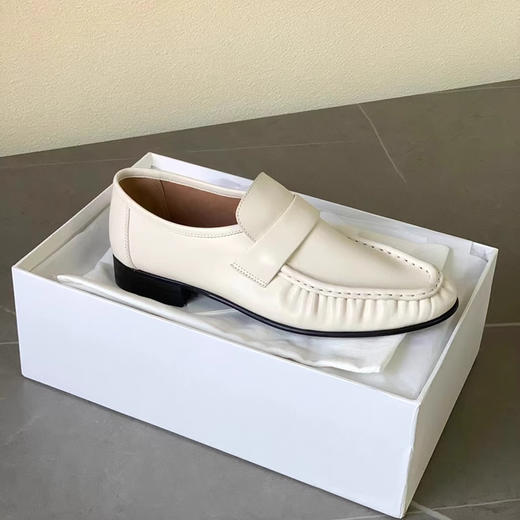 xx74-褶皱乐福鞋圆头低跟舒适柔软牛皮学院复古一脚蹬小皮鞋-（KS*MM） 商品图2