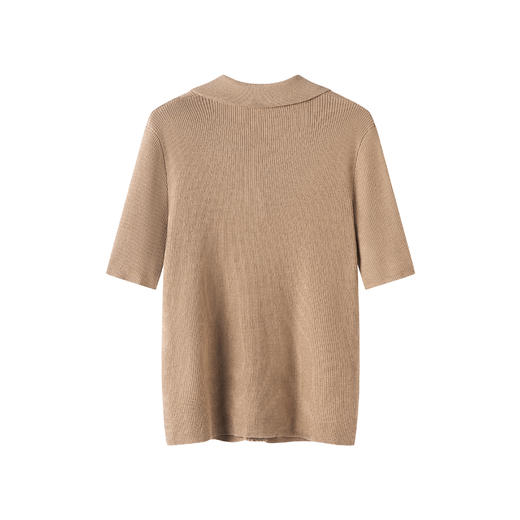 S·Y·C【彩扣领衫】羊毛+桑蚕丝Polo领褶皱设计针织开衫短袖SYM25049 商品图1