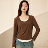 丁摩 女士长袖T恤打底衫春秋新款圆领薄款假两件高弹力内搭上衣5ZF-508 商品缩略图0