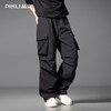 PINLI品立2025秋季新款潮牌松紧腰系带宽松多口袋直筒休闲长裤男GD253117027 商品缩略图0