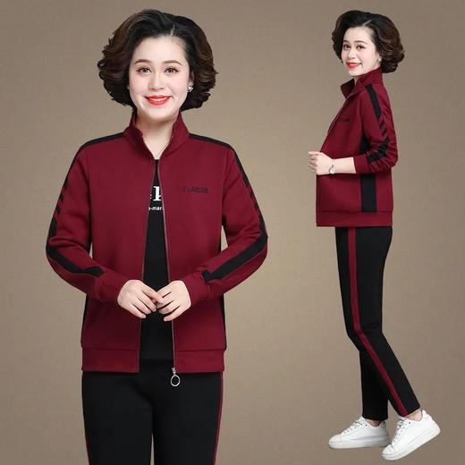 2026新款妈妈装中老年休闲运动服套装女春秋季大码立领卫衣两件套 商品图3