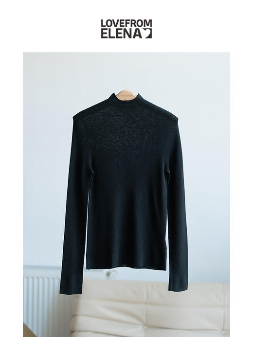 “可机洗丝羊绒” 一体织 半高领 针织打底衫 商品图6