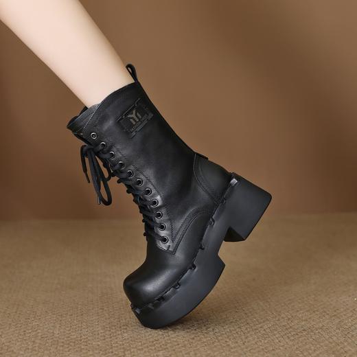 FR 85021复古马丁靴防滑耐磨真皮增高筒靴 商品图2