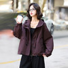 丁摩 女士短外套春秋时尚减龄宽松休闲连帽风衣5ZF-55039 商品缩略图2