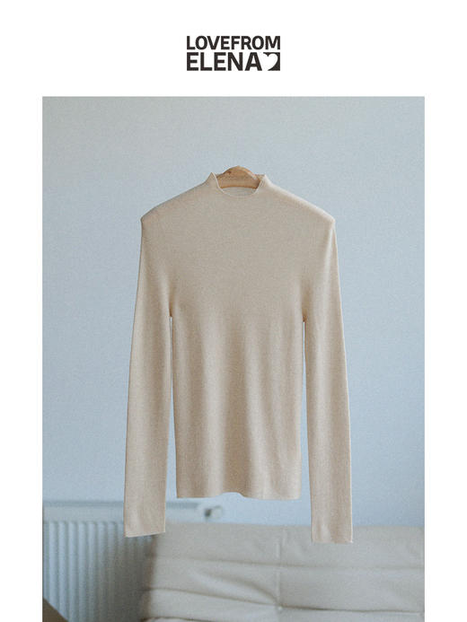 “可机洗丝羊绒” 一体织 半高领 针织打底衫 商品图4