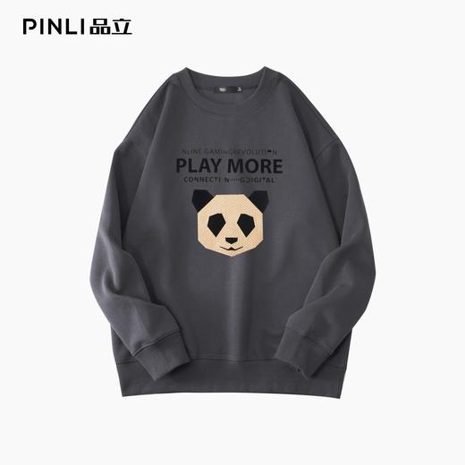 PINLI品立2025秋季新款熊猫植绒套头卫衣男士圆领长袖休闲潮上衣BG253109004 商品图7
