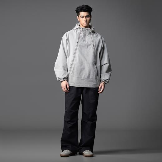 PINLI品立2025秋季新款拉链装饰宽松连帽夹克男士插肩袖休闲外套GD253104103 商品图1