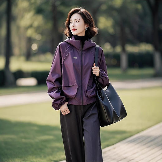 丁摩户外冲锋衣女爆款独特漂亮超好看紫色连帽夹克外套5ZF-9226 商品图1