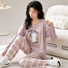 春秋季睡衣女纯棉长袖带胸垫自带文胸垫家居服可外穿套装网红小熊学生睡衣可外穿家居服 商品缩略图1