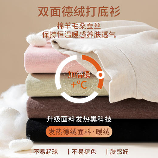 双面德绒打底衫加厚立领羊绒蚕丝打底衫女2025秋冬新款女装内搭德绒加绒保暖上衣 商品图2