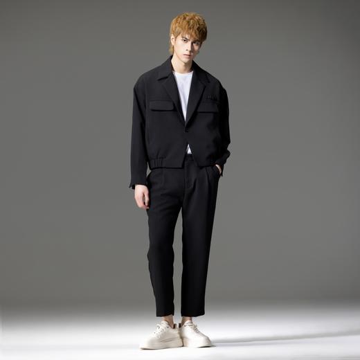 PINLI品立秋季新品西装领休闲夹克男士纯色潮牌短款夹棉外套B233104043 商品图4