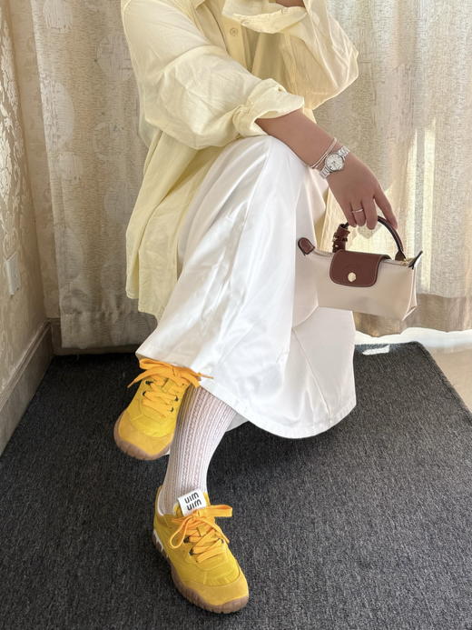 XX68-缪缪 Tyre 织物绒面革 圆头系带 德训鞋 低帮 生活休闲鞋 女款（KS*MM） 商品图9