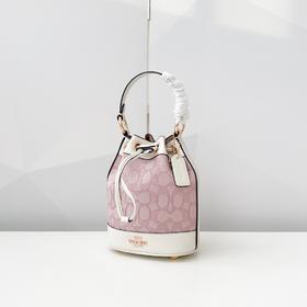 GZ213-COACH蔻驰金属硬件可拆卸肩带 织物拼牛皮革水桶包单肩斜挎手提包-(KS*MM)