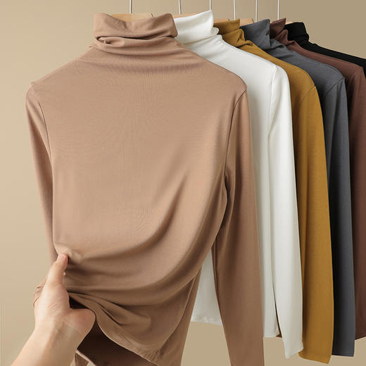 240克莫代尔高领打底衫女2025春秋季新款内搭外穿长袖t恤修身上衣秋季新款内搭 商品图2
