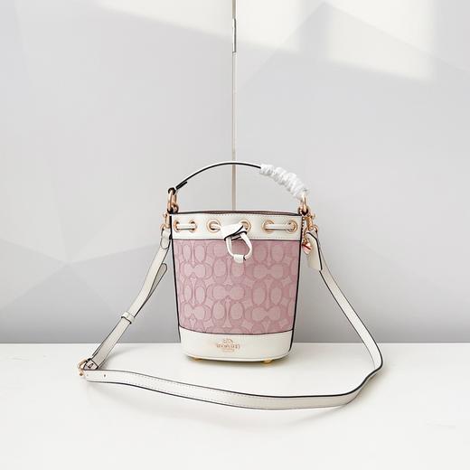 GZ213-COACH蔻驰金属硬件可拆卸肩带 织物拼牛皮革水桶包单肩斜挎手提包-(KS*MM) 商品图3