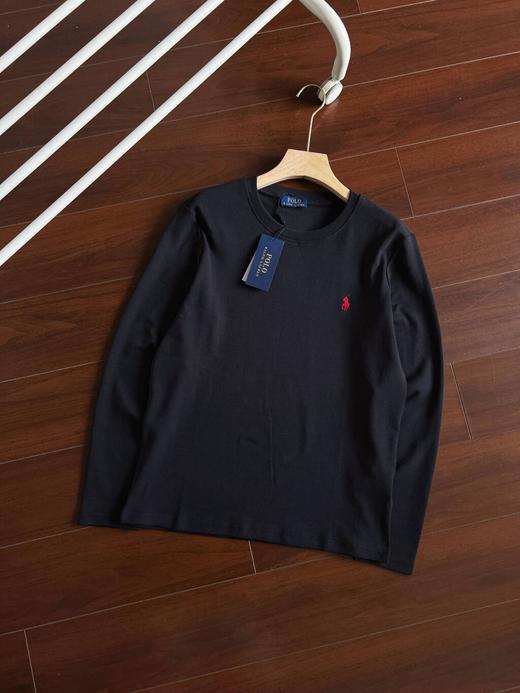 拉夫劳伦T恤男圆领精致刺绣小标 纯色简约长袖秋冬上衣T恤 商品图4