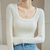 螺纹大方领打底衫女春秋2025新款内搭早秋爆款莫代尔t恤显瘦上衣 商品缩略图0