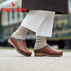 【Pikolinos】  B3F |  派高雁秋季擦色牛皮圆头一脚蹬中坡跟穆勒鞋PL250107
