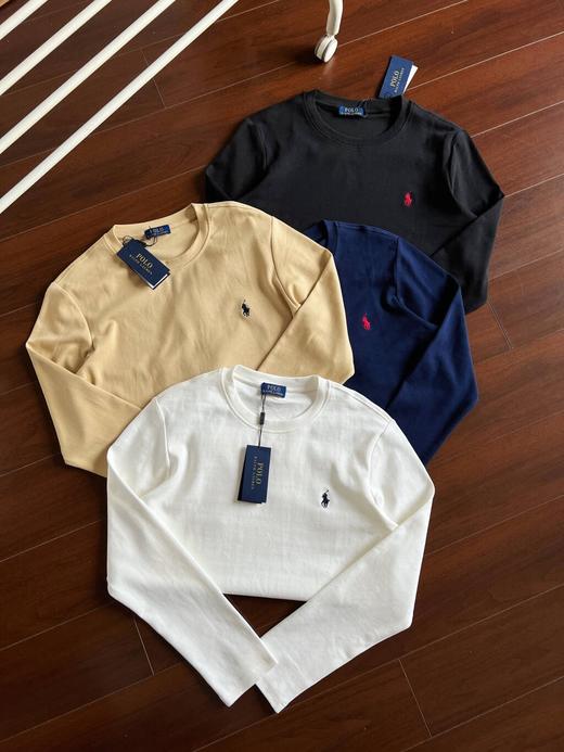 拉夫劳伦T恤男圆领精致刺绣小标 纯色简约长袖秋冬上衣T恤 商品图1