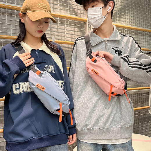 男士胸包新款ins国潮风运动休闲斜挎包简约时尚百搭车缝线单肩包 商品图1