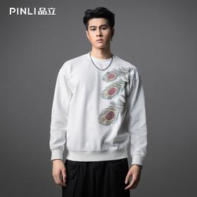 PINLI品立2025秋季新款烫钻圆领套头卫衣潮牌百搭长袖休闲男上衣BG253109009