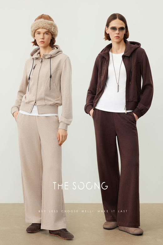 THESOONG/ 高密新疆纯棉卫衣开衫卫裤休闲套装女连帽慵懒秋季HWWY7669-A 商品图7