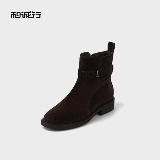 和诚行2025秋冬新款舒适百搭休闲英伦风简约女式短靴1730021 商品图1