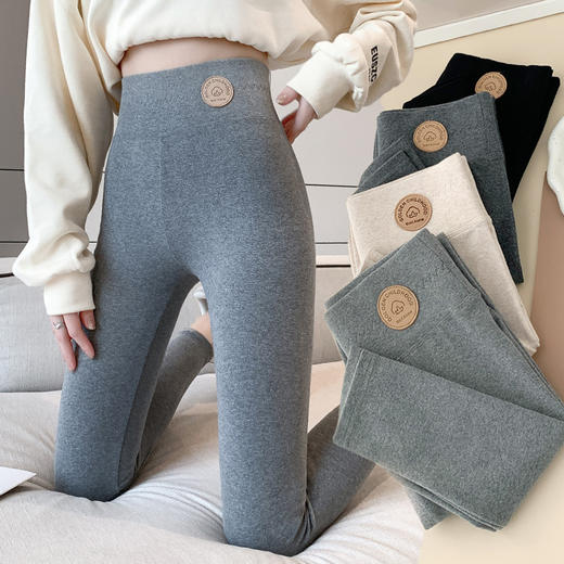 纯棉打底裤女外穿春秋季薄款高腰大码新款紧身弹力九分裤黑灰长裤 商品图1