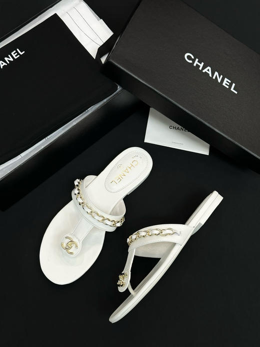 XX61-香奈儿 25S  小羊皮 圆头平底人字拖鞋 女款（KS*MM） 商品图1