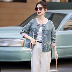 新中式盘扣设计感，刺绣长袖休闲牛仔外套HR-XYFS6779