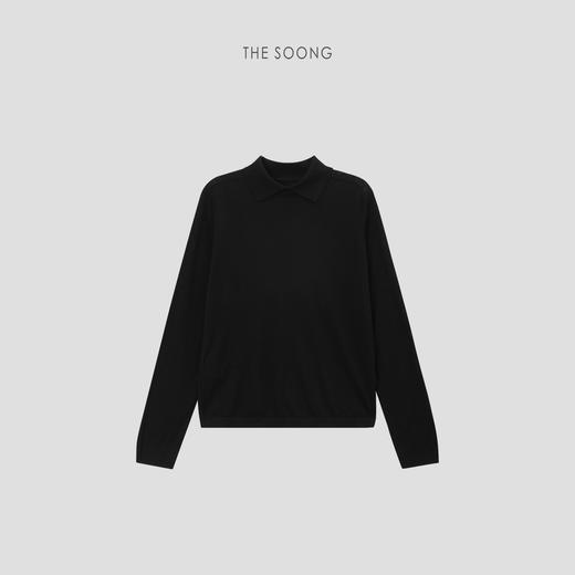 THESOONG/早秋100%绵羊毛POLO领针织衫女长袖打底衫HBMY7349 商品图3