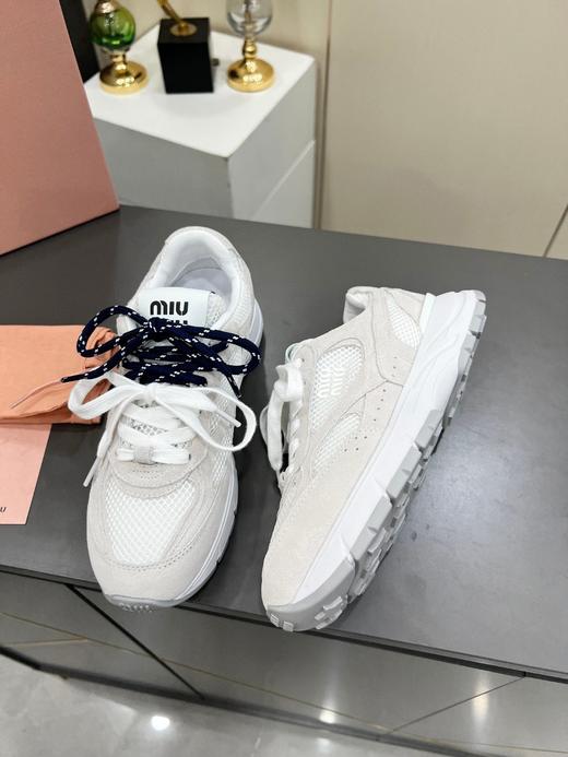 XX82-miumiu牛反绒皮 双色鞋带网面拼接时尚百搭简约潮流款生活休闲鞋-（KS*MM） 商品图1
