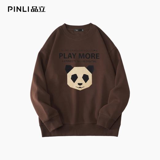 PINLI品立2025秋季新款熊猫植绒套头卫衣男士圆领长袖休闲潮上衣BG253109004 商品图8