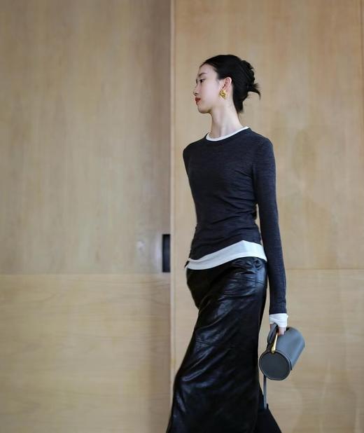 美洋同款假两件软糯打底衫叠穿王者巨显瘦 商品图1