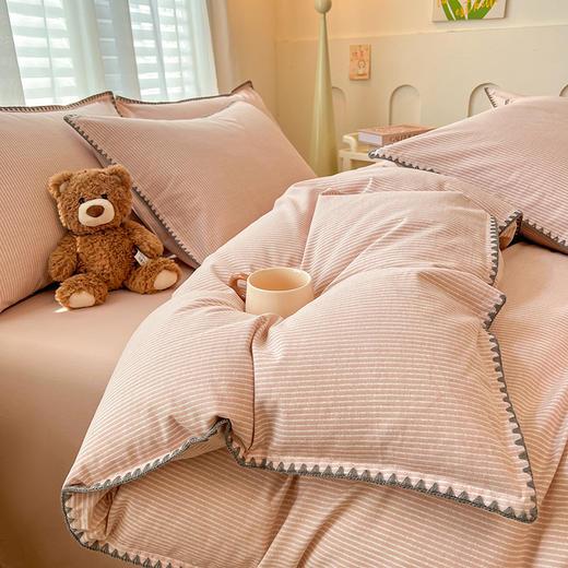 100%全棉磨毛四件套格纹秋冬床品 商品图1