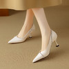 【预售5天】真皮气质白色高跟鞋女细跟春秋新款法式婚纱新娘鞋子中跟尖头单鞋DB&M6178 商品缩略图2