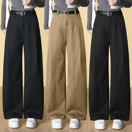 HSS 3053设计感弯刀裤舒柔特后松紧腰宽松显瘦休闲阔腿裤 商品图2