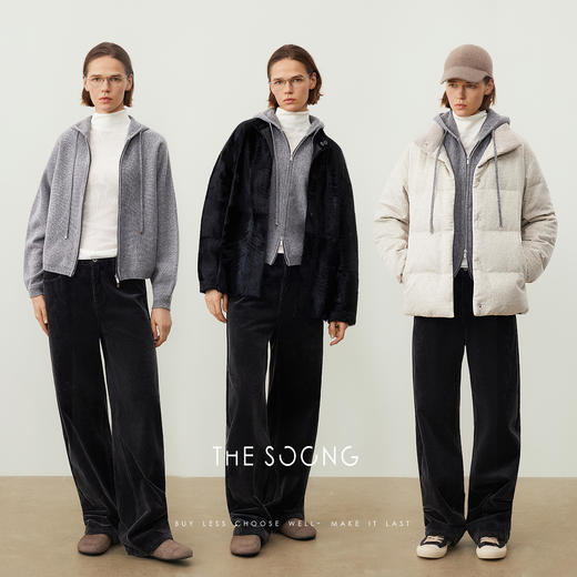 THESOONG/   斯托尔进口100%羊毛衫连帽开衫女 柔软毛衣HWMY7565 商品图2