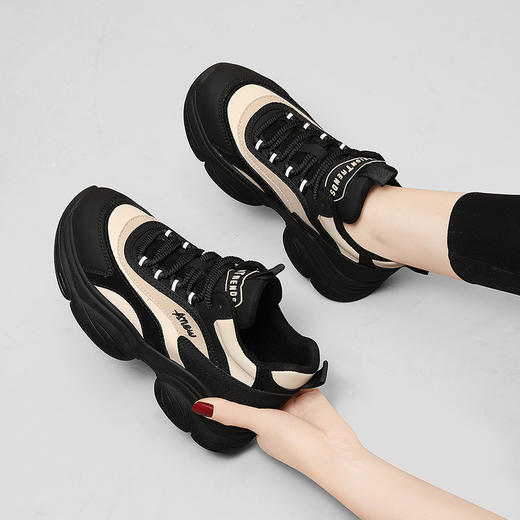 丁摩 老爹鞋女春秋新款运动鞋厚底内增高百搭女士休闲单鞋子女5ZF-9222 商品图1