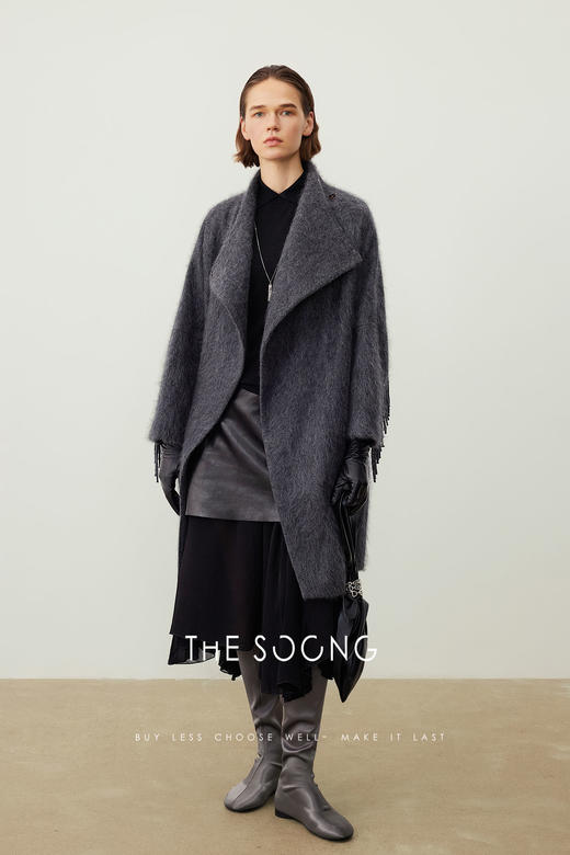 THESOONG/山羊绒外套女秋冬2025新款羊毛大衣女长款气质流苏HWDY7588 商品图8