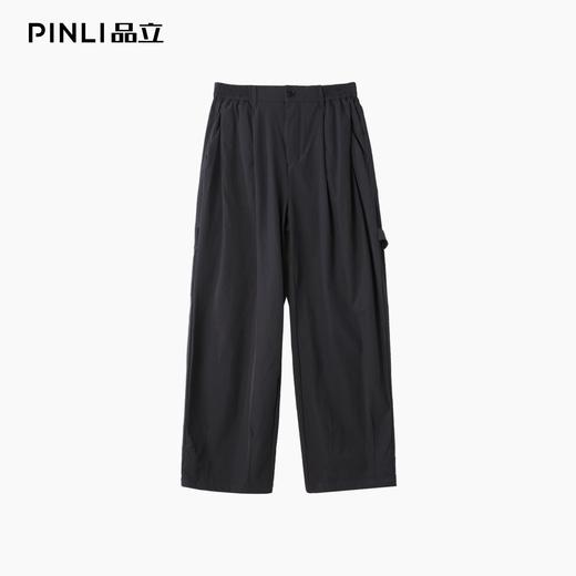 PINLI品立春季新款宽松直筒阔腿裤男士潮牌百搭黑色休闲长裤B253117020 商品图3