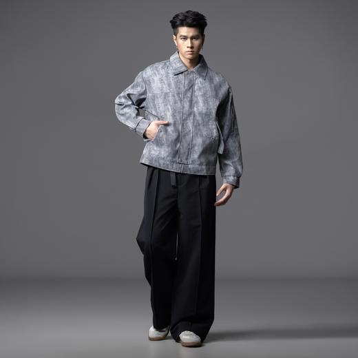 PINLI品立2025秋季新款机车风宽松翻领夹克男士潮牌休闲上衣外套GD253104090 商品图4