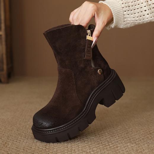 FR 85019复古马丁靴防滑耐磨真皮厚底休闲短靴 商品图1