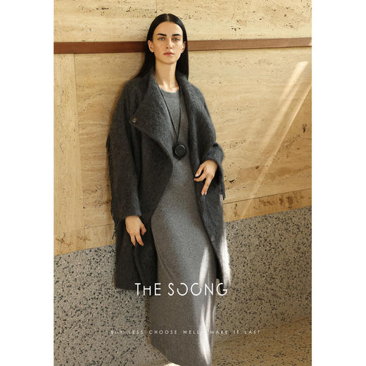 THESOONG/山羊绒外套女秋冬2025新款羊毛大衣女长款气质流苏HWDY7588 商品图3