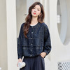 丁摩 复古牛仔外套女春秋季新款经典长袖圆领宽松独特漂亮上衣5ZF-9059 商品缩略图1