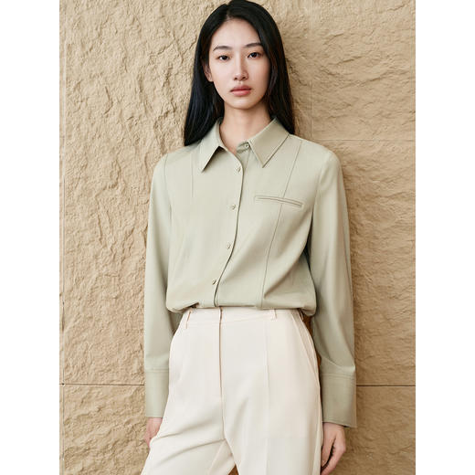 INSUN恩裳老钱风休闲羊毛衬衫 商品图1