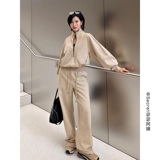 INSUN恩裳休闲拉链连身袖纯棉卫衣 商品图0