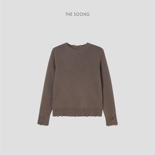 THESOONG/350g100%绵羊毛早秋打底羊绒衫女慵懒休闲圆领HBMY7661 商品图4