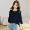 Polo领撞色针织衫，高级感洋气内搭慵懒风翻领毛衣打底上衣CC- QL-8365 商品缩略图0