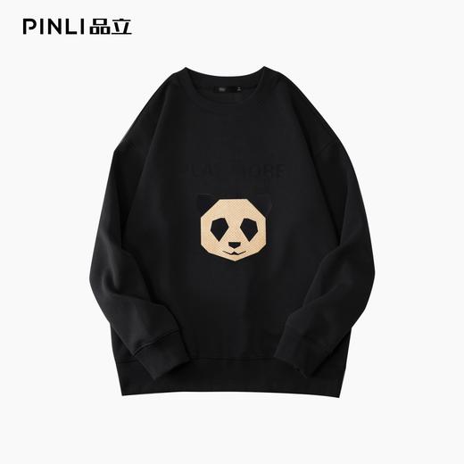 PINLI品立2025秋季新款熊猫植绒套头卫衣男士圆领长袖休闲潮上衣BG253109004 商品图5